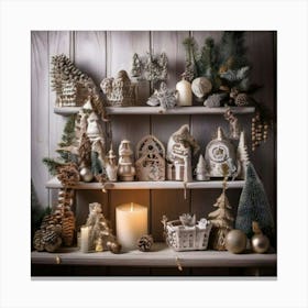 Firefly Charming Holiday Shelf With Festive Christmas Décor 92177 (2) Canvas Print