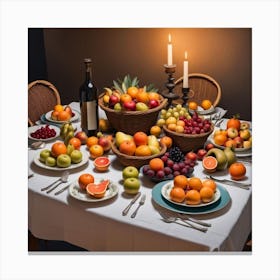 Table Full Of Fruit Canvas Print