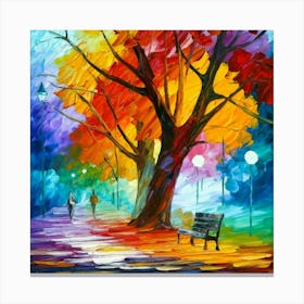 Autumn tree in the Park oil painting abstract painting art 1 Canvas Print