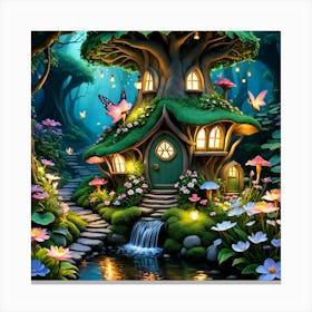 Fairy House In The Forest Canvas Print