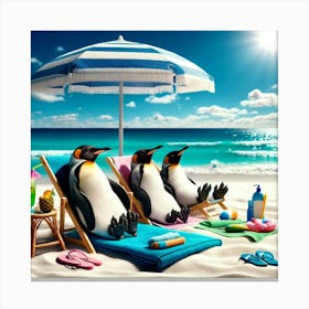 Penguin Beach Canvas Print