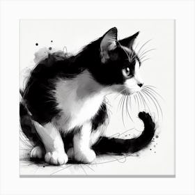 Black And White Cat Canvas Print Canvas Print