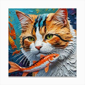 Cat With Fish 1 Canvas Print