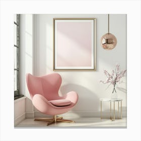 Pink Chair In A White Room Canvas Print