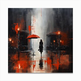 Woman In The Rain Canvas Print
