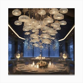 Chandeliers In A Dining Room Canvas Print