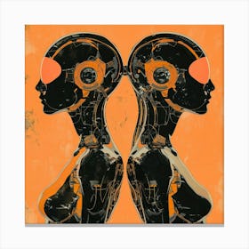 Back 2 Back Retro Cyborgs Canvas Print