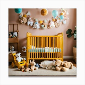 A Photo Of A Baby Crib With A Baby Sleeping In It 5 Canvas Print