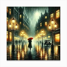 Woman In The Rain 1 Canvas Print