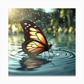 Butterfly In Water 1 Canvas Print