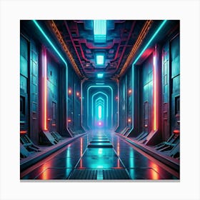 Neon Glowing Hallway 1 Canvas Print