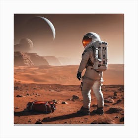 Astronaut On Mars 1 Canvas Print