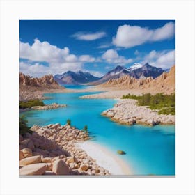 Blue Lake In Chile landscape Canvas Print