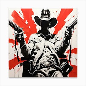 Wild West Cowboy Sumi-e Wall Art Bold Western Ink Painting Lienzo