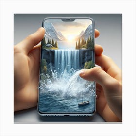 Waterfall In A Smartphone 1 Canvas Print