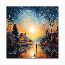 Knit Reflections: Hyper-Impressionist Tapestry Canvas Print