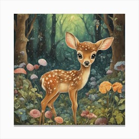 Fawn In The Forest Canvas Print