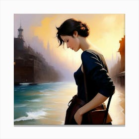 Woman By The Sea Canvas Print