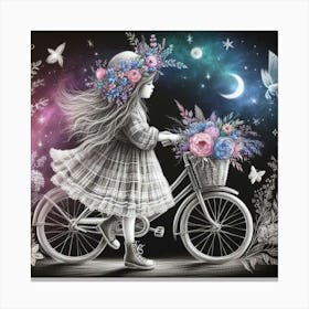 Little Girl On A Bicycle Canvas Print