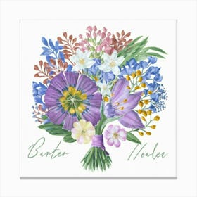 Birth flowers family bouquet 5 Canvas Print