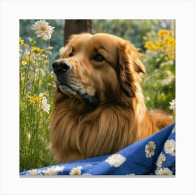 Golden Retriever In The Field Canvas Print