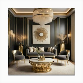 Black And Gold Living Room 3 Canvas Print
