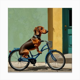 Leonardo Lightning Dachshund On Bicycle Art 2 Canvas Print