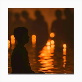 Boy Meditates In The Water Canvas Print