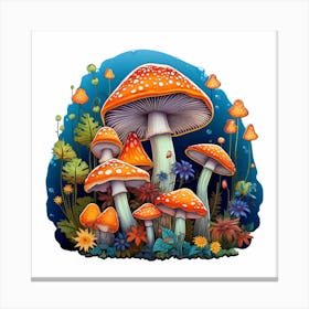 Mushrooms And Flowers 56 Canvas Print