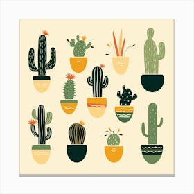 Cactus Set Canvas Print