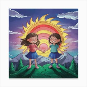 Two Girls Holding Hands 2 Canvas Print