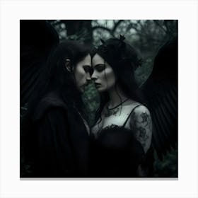 Gothic Couple With Wings Canvas Print