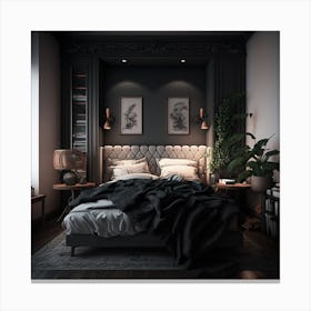 Black And White Bedroom Canvas Print