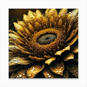 Sunflower With Water Droplets Canvas Print