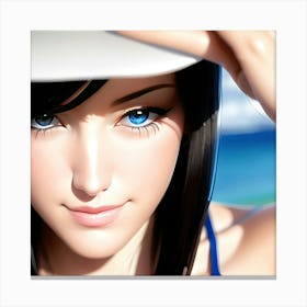 Anime girl with eyes of blue Canvas Print