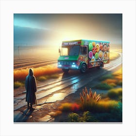 Man In Front Of A Truck Canvas Print