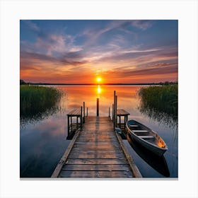 Sunset On The Lake Canvas Print