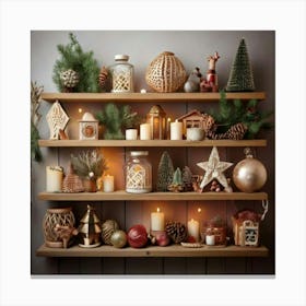 Firefly Charming Holiday Shelf With Festive Christmas Décor 90089 (2) Canvas Print