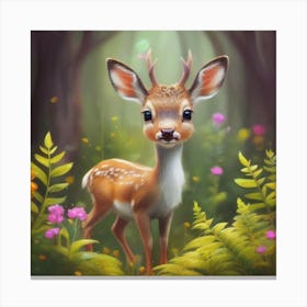 Cute Deer In The Forest Canvas Print