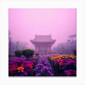 Asian Garden In The Fog Canvas Print