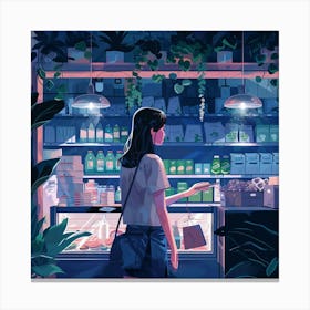 Girl In A Store Canvas Print