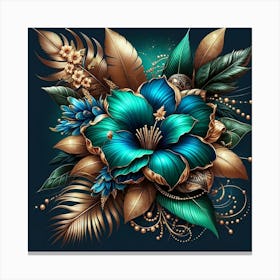 Blue Hibiscus Flower Canvas Print