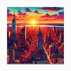 Sunset In New York City Canvas Print