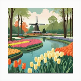 Default Keukenhof Gardens Netherlands Vintage Botanical Art Pr 0 Canvas Print