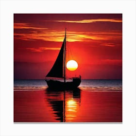 Sailboat At Sunset Canvas Print