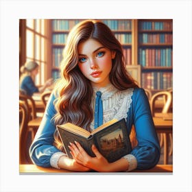 Girl Reading A Book 1 Canvas Print