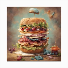 Burger Candwich ( Bohemian Design ) Canvas Print