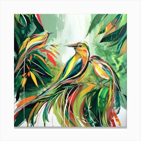 Abstract Colourful Birds in the Jungle Canvas Print