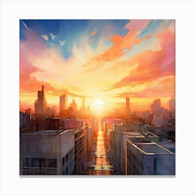 Sunset In The City Canvas Print