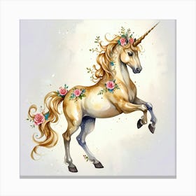 Unicorn With Flowers 4 Canvas Print